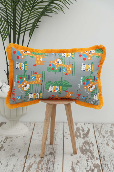 Fringe Border Decorative Pillow Cover with Many Pattern Options, Colorful Home Decor Cushion with Bold Patterns,K-405