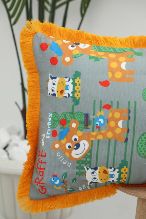 Fringe Border Decorative Pillow Cover with Many Pattern Options, Colorful Home Decor Cushion with Bold Patterns,K-405