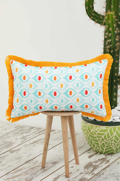 Fringe Border Decorative Pillow Cover with Many Pattern Options, Colorful Home Decor Cushion with Bold Patterns,K-405