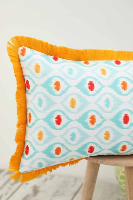 Fringe Border Decorative Pillow Cover with Many Pattern Options, Colorful Home Decor Cushion with Bold Patterns,K-405