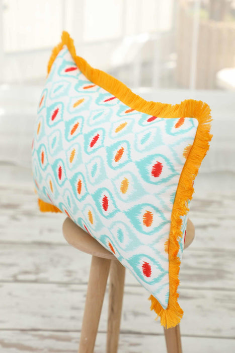 Fringe Border Decorative Pillow Cover with Many Pattern Options, Colorful Home Decor Cushion with Bold Patterns,K-405