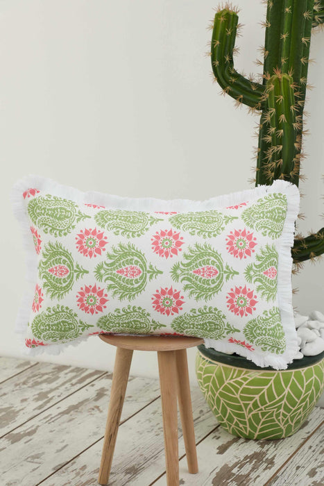 Fringe Border Decorative Pillow Cover with Many Pattern Options, Colorful Home Decor Cushion with Bold Patterns,K-405