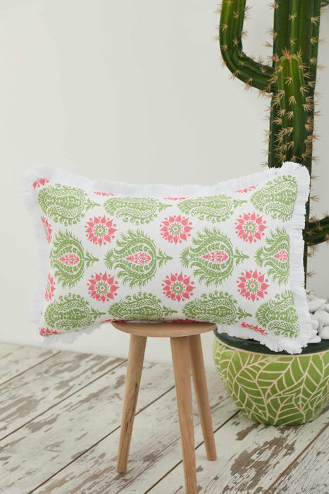 Fringe Border Decorative Pillow Cover with Many Pattern Options, Colorful Home Decor Cushion with Bold Patterns,K-405