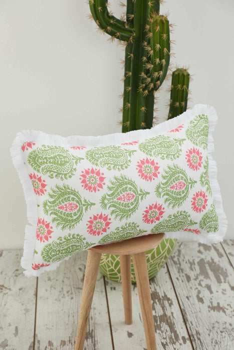 Fringe Border Decorative Pillow Cover with Many Pattern Options, Colorful Home Decor Cushion with Bold Patterns,K-405