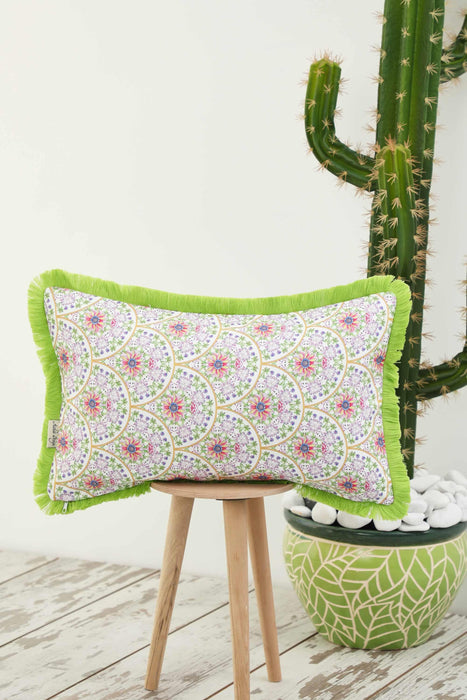 Fringe Border Decorative Pillow Cover with Many Pattern Options, Colorful Home Decor Cushion with Bold Patterns,K-405