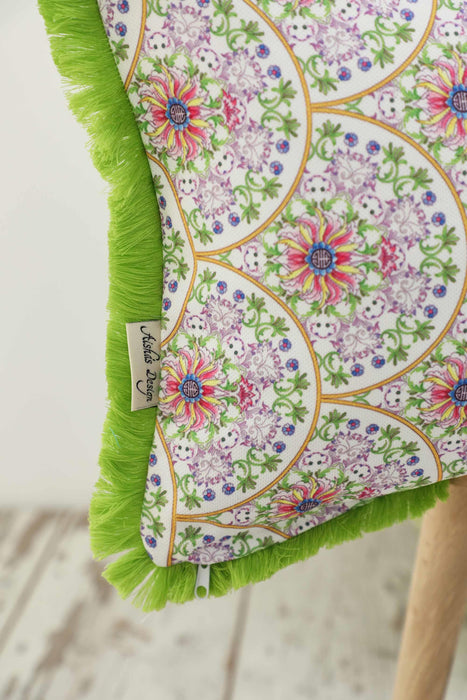 Fringe Border Decorative Pillow Cover with Many Pattern Options, Colorful Home Decor Cushion with Bold Patterns,K-405