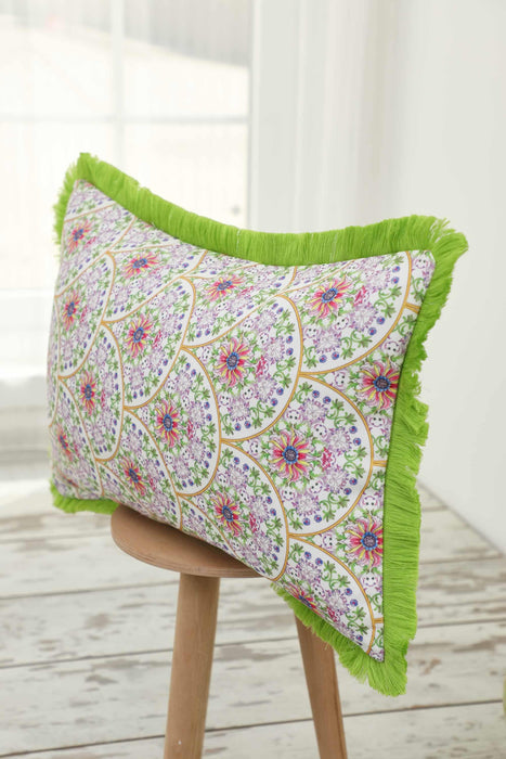 Fringe Border Decorative Pillow Cover with Many Pattern Options, Colorful Home Decor Cushion with Bold Patterns,K-405