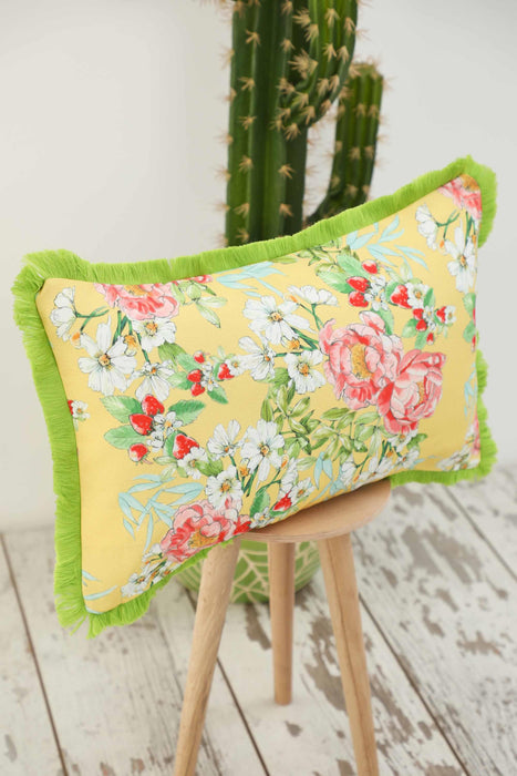 Fringe Border Decorative Pillow Cover with Many Pattern Options, Colorful Home Decor Cushion with Bold Patterns,K-405