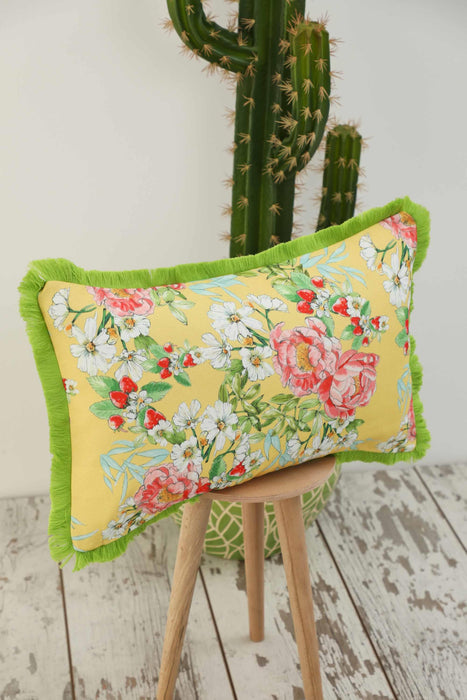 Fringe Border Decorative Pillow Cover with Many Pattern Options, Colorful Home Decor Cushion with Bold Patterns,K-405