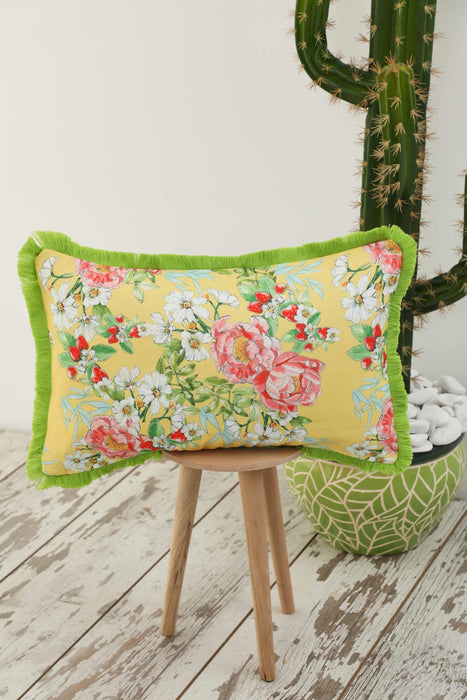 Fringe Border Decorative Pillow Cover with Many Pattern Options, Colorful Home Decor Cushion with Bold Patterns,K-405
