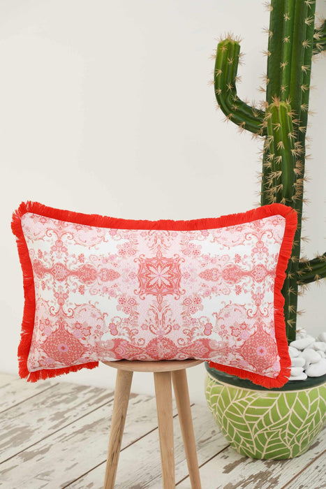Fringe Border Decorative Pillow Cover with Many Pattern Options, Colorful Home Decor Cushion with Bold Patterns,K-405