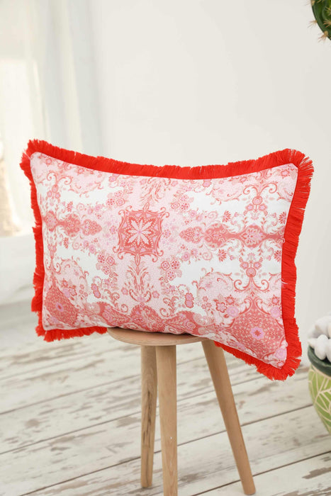 Fringe Border Decorative Pillow Cover with Many Pattern Options, Colorful Home Decor Cushion with Bold Patterns,K-405