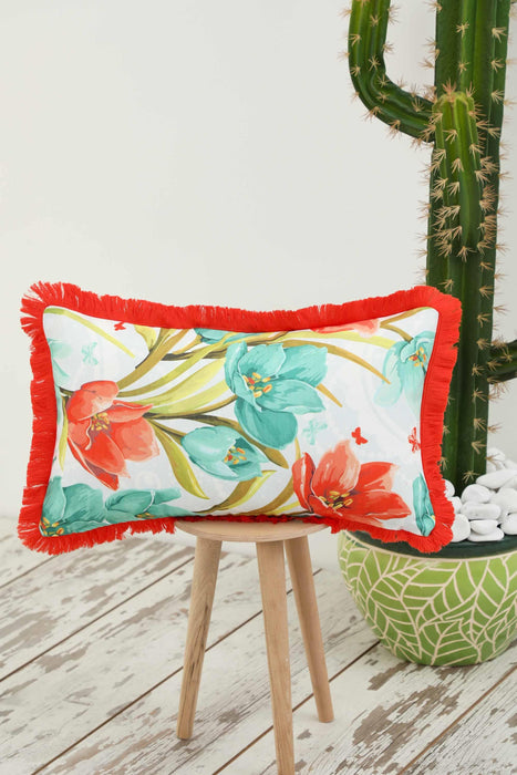 Fringe Border Decorative Pillow Cover with Many Pattern Options, Colorful Home Decor Cushion with Bold Patterns,K-405