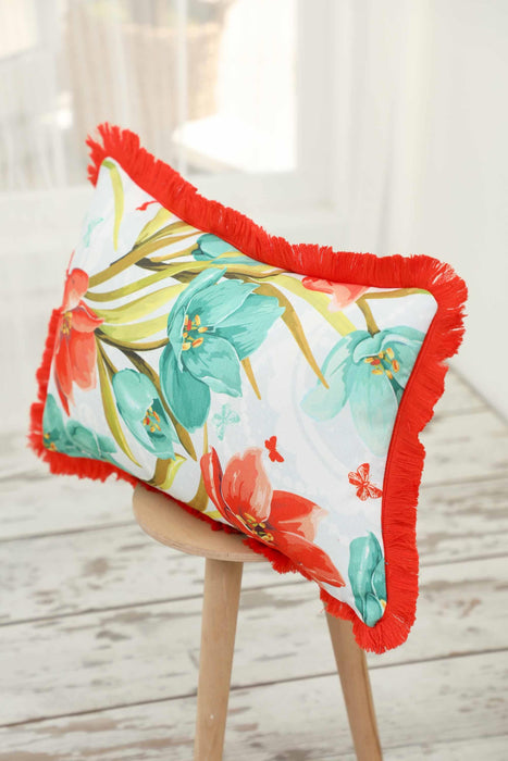 Fringe Border Decorative Pillow Cover with Many Pattern Options, Colorful Home Decor Cushion with Bold Patterns,K-405