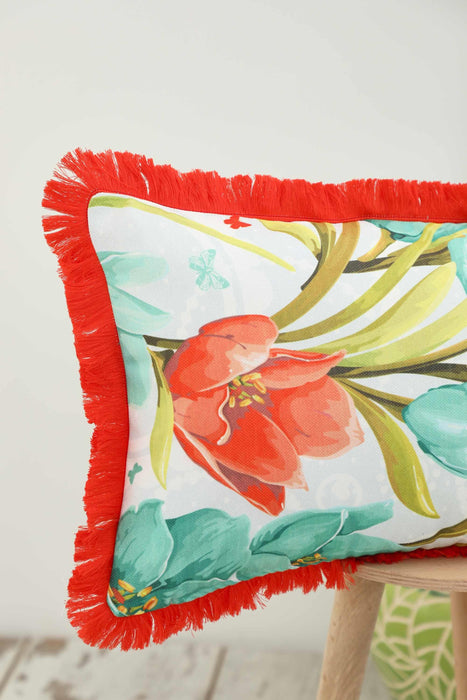 Fringe Border Decorative Pillow Cover with Many Pattern Options, Colorful Home Decor Cushion with Bold Patterns,K-405