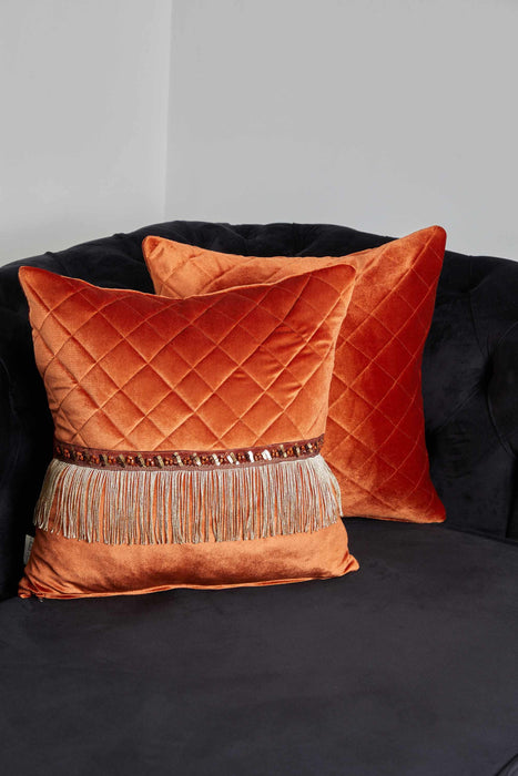 Fringed Velvet Throw Pillow Cover with an Adorable Design, Fashionable Throw Pillow Cover for Modern Home Decorations,K-333