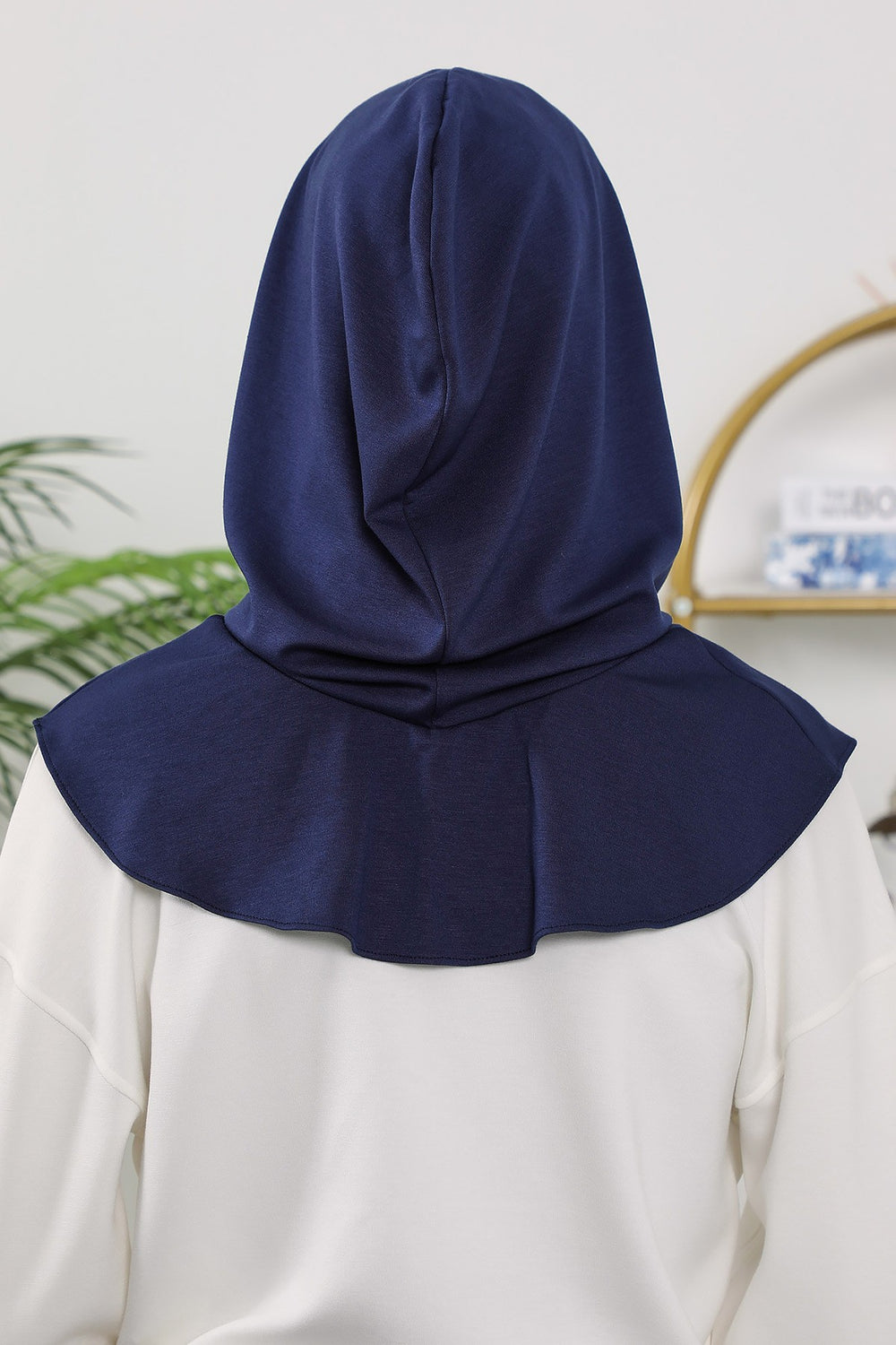 Full Coverage Bonnet Hijab with Visor, Ready to Wear Modest Visor Underscarf Bonnet with Neck Cover for All Seasons,B-88O Navy Blue