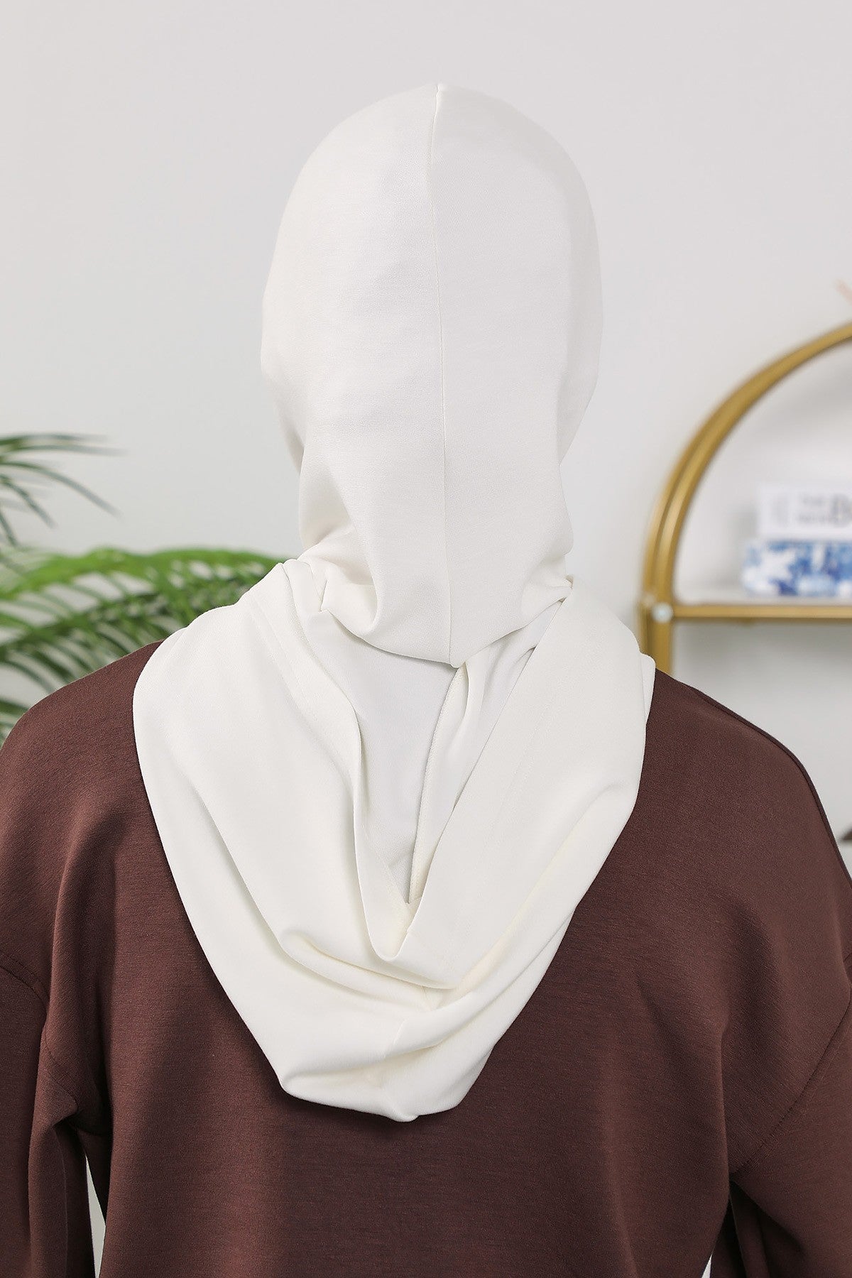 Full Coverage Bonnet Hijab with Visor, Ready to Wear Modest Visor Underscarf Bonnet with Neck Cover for All Seasons,B-88O Ecru