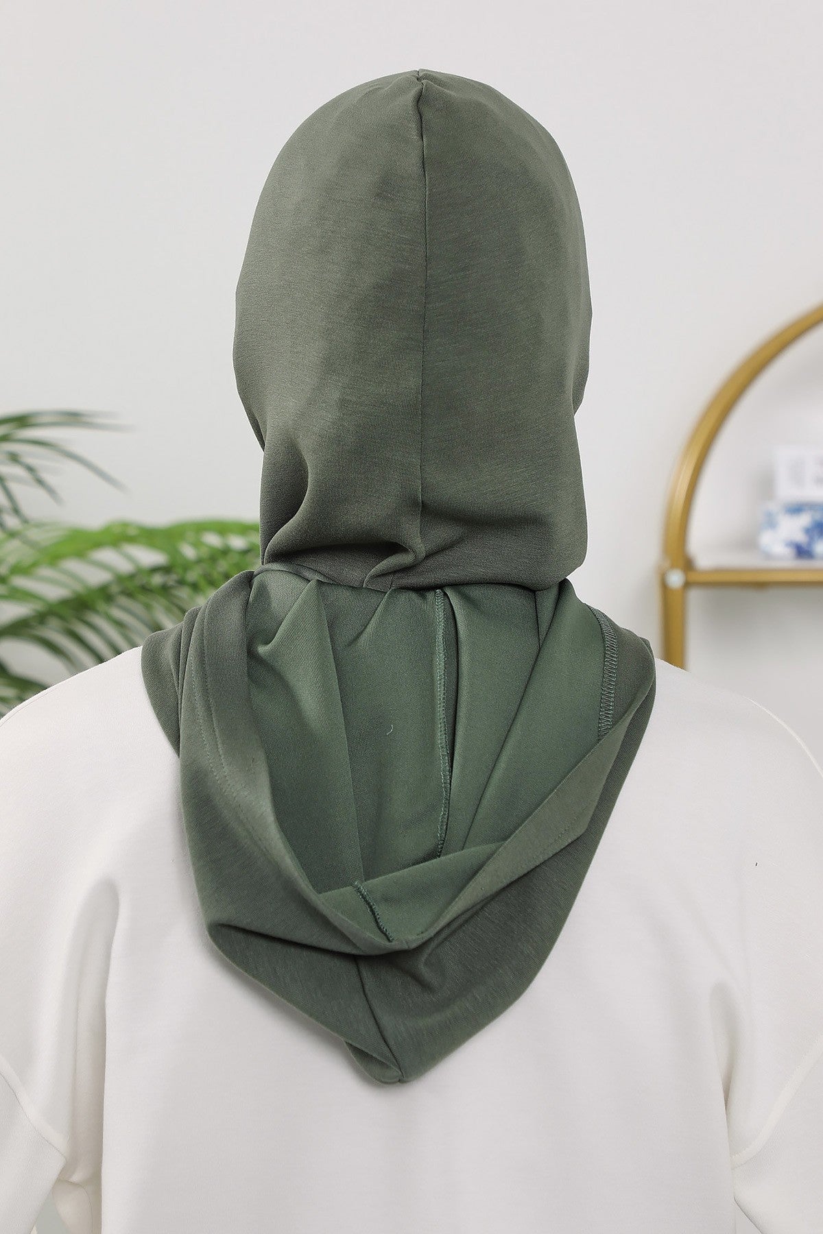 Full Coverage Bonnet Hijab with Visor, Ready to Wear Modest Visor Underscarf Bonnet with Neck Cover for All Seasons,B-88O Army Green