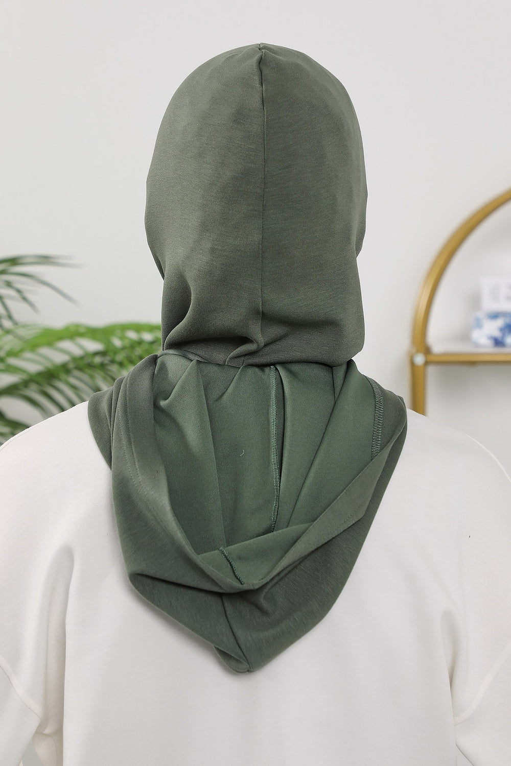 Full Coverage Bonnet Hijab with Visor, Ready to Wear Modest Visor Underscarf Bonnet with Neck Cover for All Seasons,B-88O Army Green