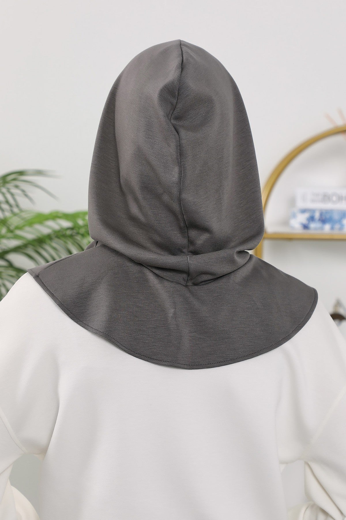 Full Coverage Bonnet Hijab with Visor, Ready to Wear Modest Visor Underscarf Bonnet with Neck Cover for All Seasons,B-88O Anthracite