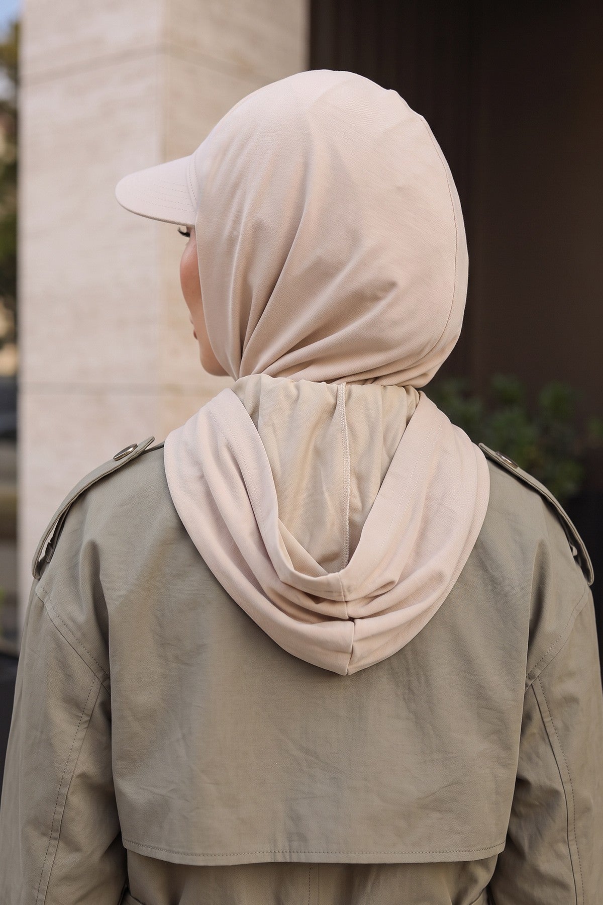 Full Coverage Bonnet Hijab with Visor, Ready to Wear Modest Visor Underscarf Bonnet with Neck Cover for All Seasons,B-88O