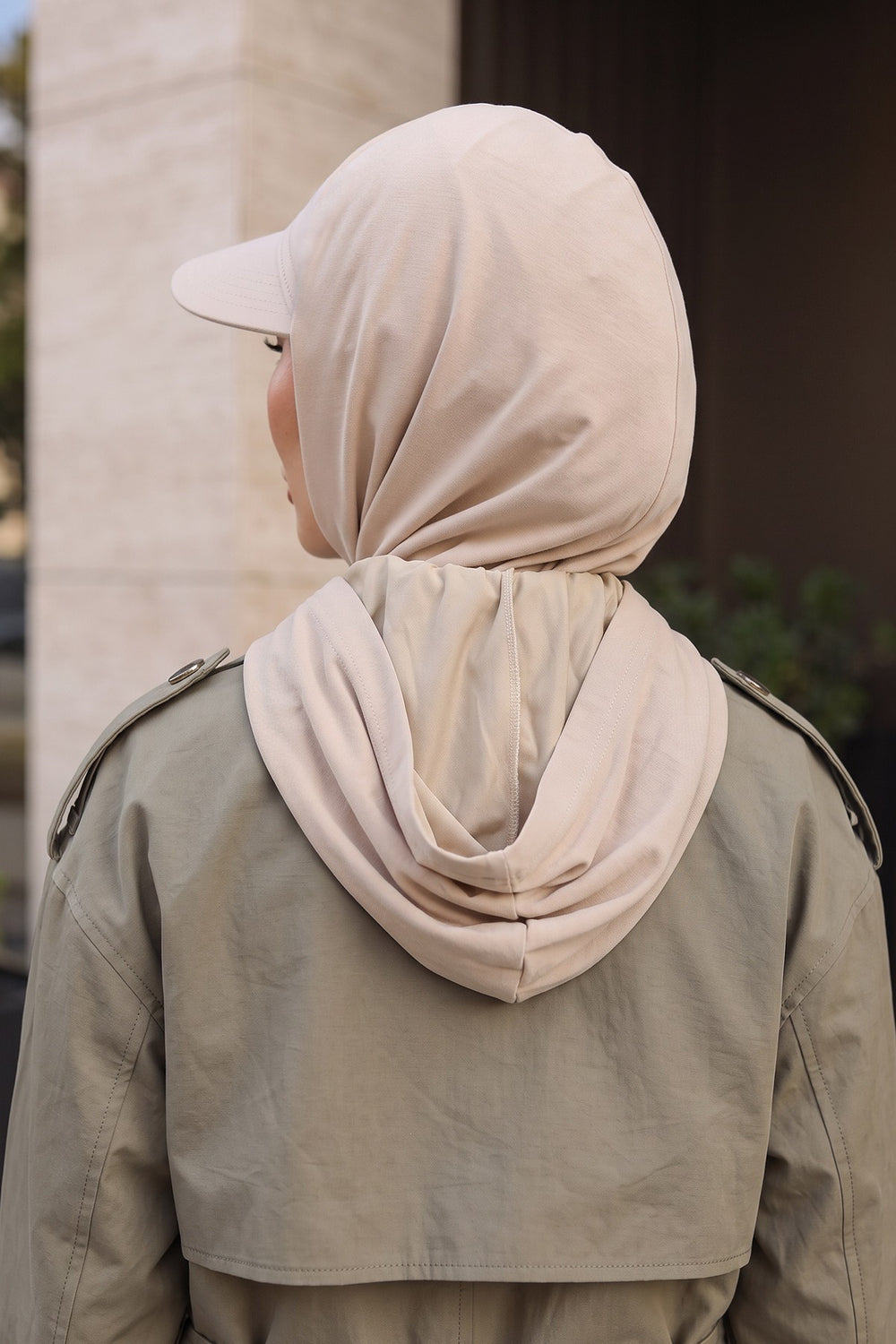 Full Coverage Bonnet Hijab with Visor, Ready to Wear Modest Visor Underscarf Bonnet with Neck Cover for All Seasons,B-88O