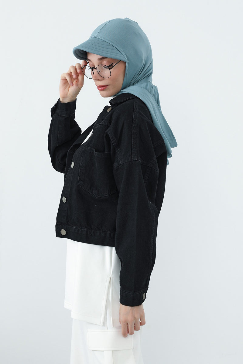 Full Coverage Cotton Bonnet Hijab with Visor, Ready to Wear Modest Visor Underscarf Bonnet with Neck Cover,B-88P