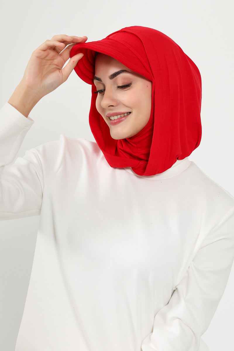 Full Coverage Cotton Bonnet Hijab with Visor, Ready to Wear Modest Visor Underscarf Bonnet with Neck Cover,B-88P