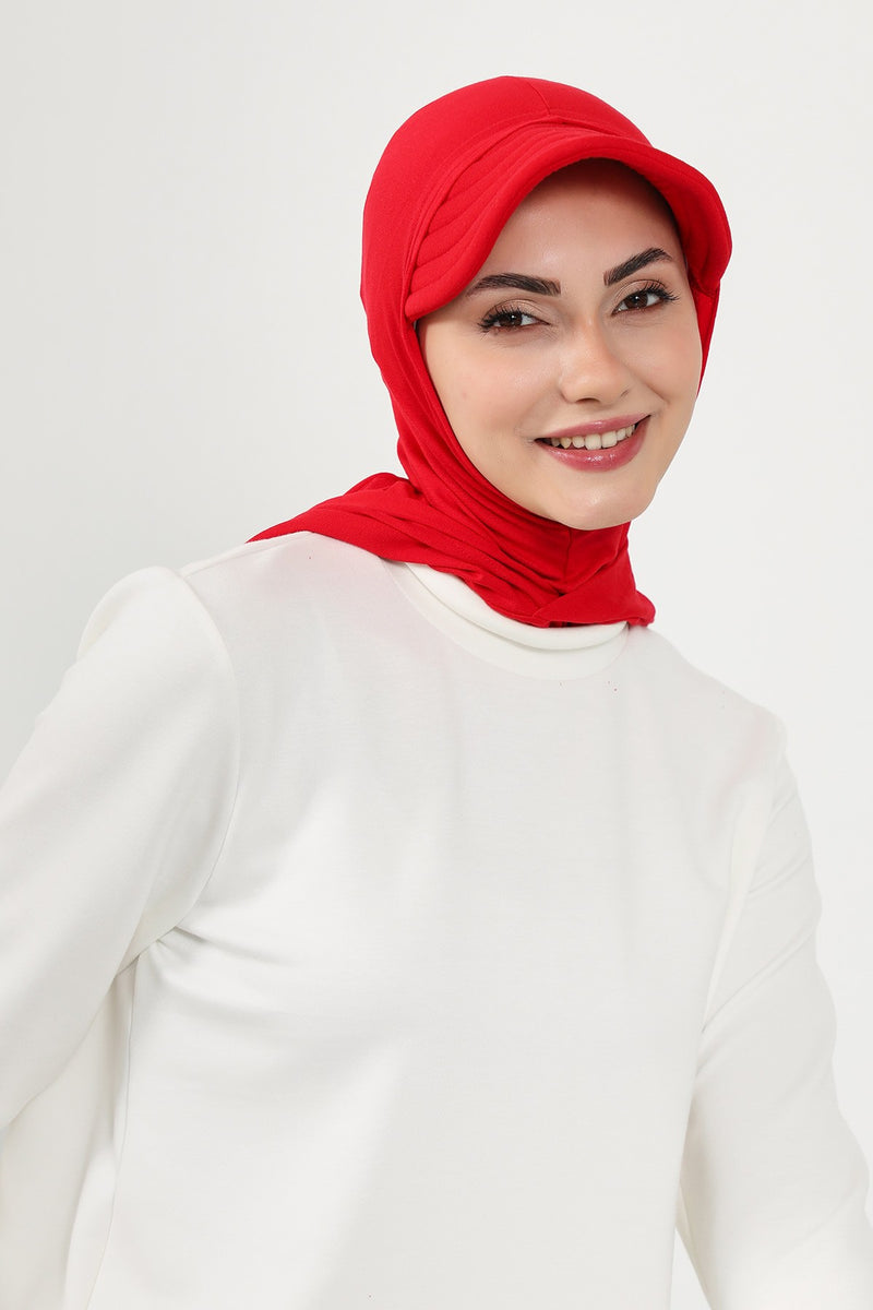 Full Coverage Cotton Bonnet Hijab with Visor, Ready to Wear Modest Visor Underscarf Bonnet with Neck Cover,B-88P