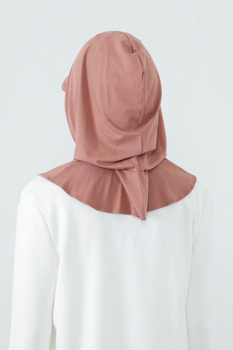 Full Coverage Cotton Bonnet Hijab with Visor, Ready to Wear Modest Visor Underscarf Bonnet with Neck Cover,B-88P