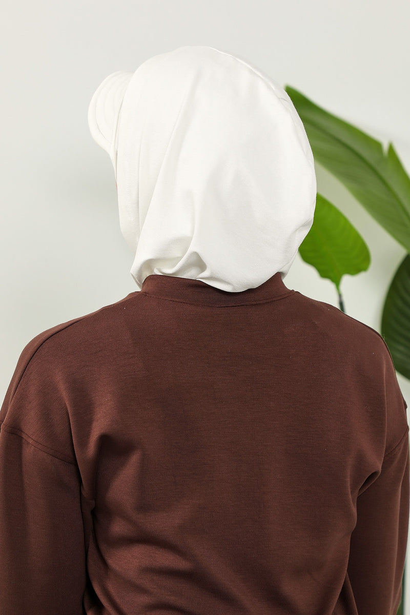 Full Coverage Cotton Bonnet Hijab with Visor, Ready to Wear Modest Visor Underscarf Bonnet with Neck Cover,B-88P