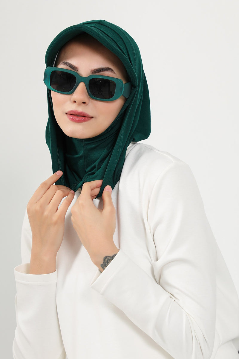 Full Coverage Cotton Bonnet Hijab with Visor, Ready to Wear Modest Visor Underscarf Bonnet with Neck Cover,B-88P