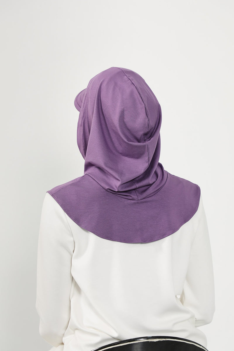 Full Coverage Cotton Bonnet Hijab with Visor, Ready to Wear Modest Visor Underscarf Bonnet with Neck Cover,B-88P