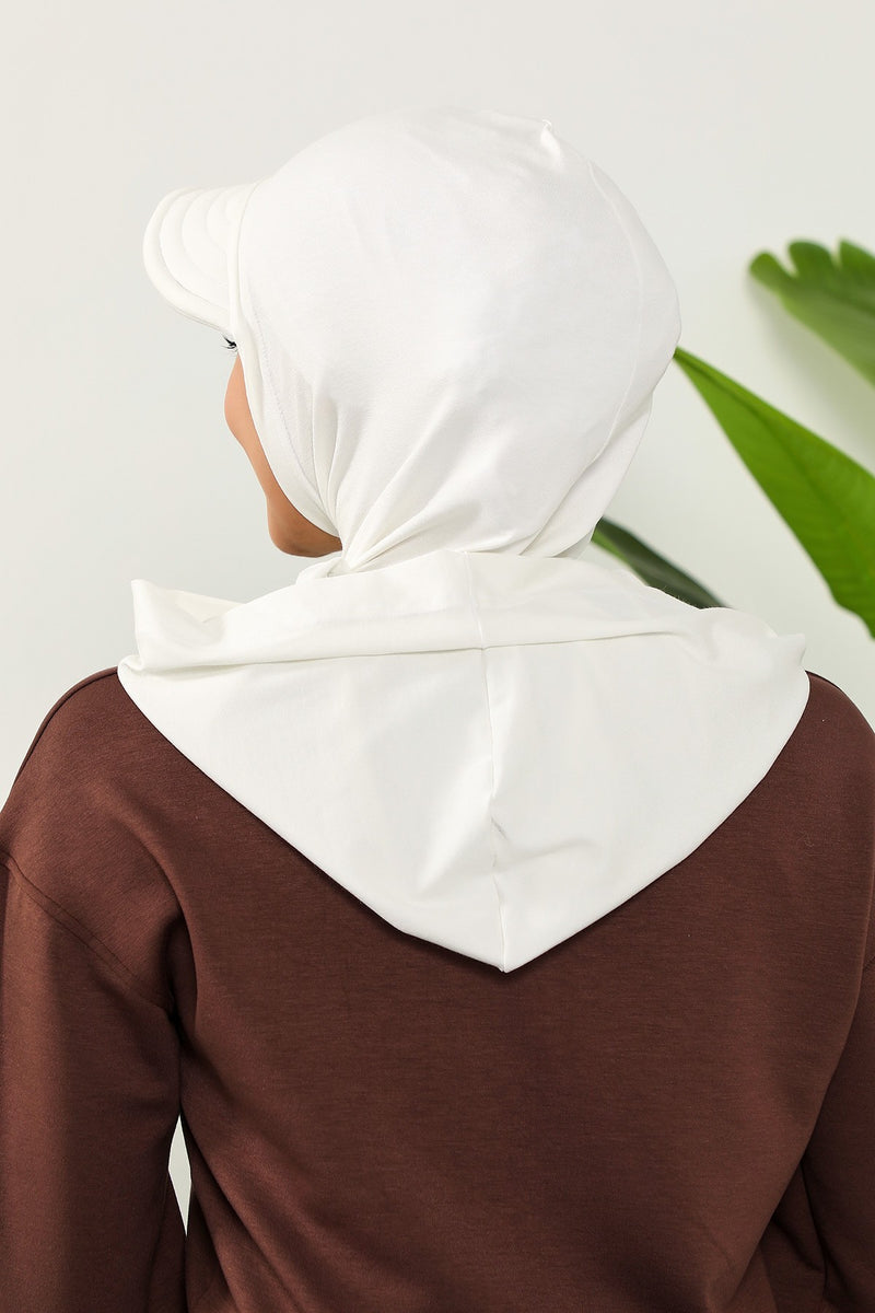 Full Coverage Cotton Bonnet Hijab with Visor, Ready to Wear Modest Visor Underscarf Bonnet with Neck Cover,B-88P