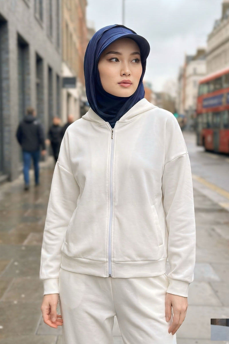 Full Coverage Cotton Bonnet Hijab with Visor, Ready to Wear Modest Visor Underscarf Bonnet with Neck Cover,B-88P