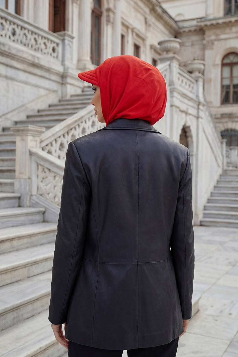 Full Coverage Cotton Bonnet Hijab with Visor, Ready to Wear Modest Visor Underscarf Bonnet with Neck Cover,B-88P