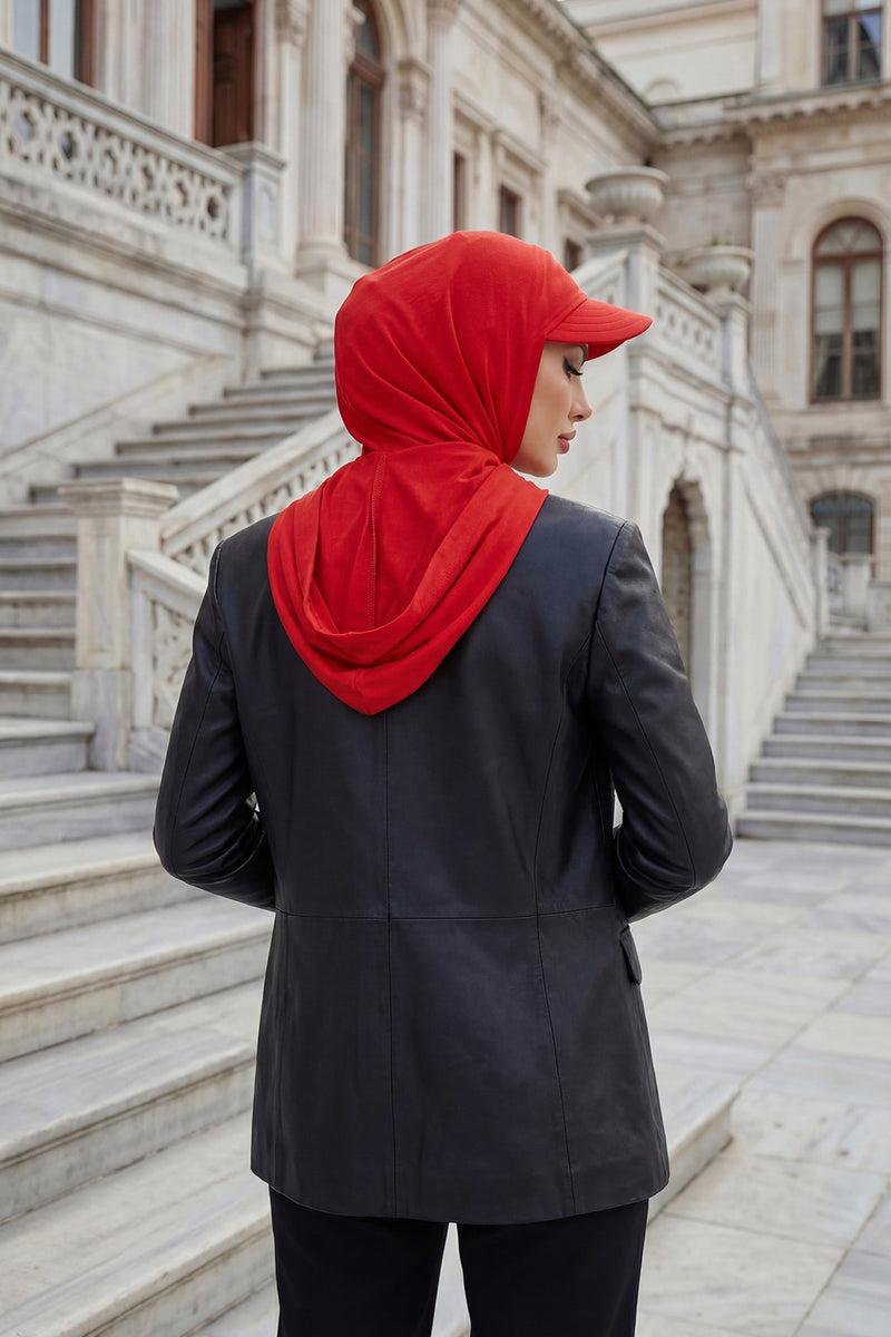 Full Coverage Cotton Bonnet Hijab with Visor, Ready to Wear Modest Visor Underscarf Bonnet with Neck Cover,B-88P