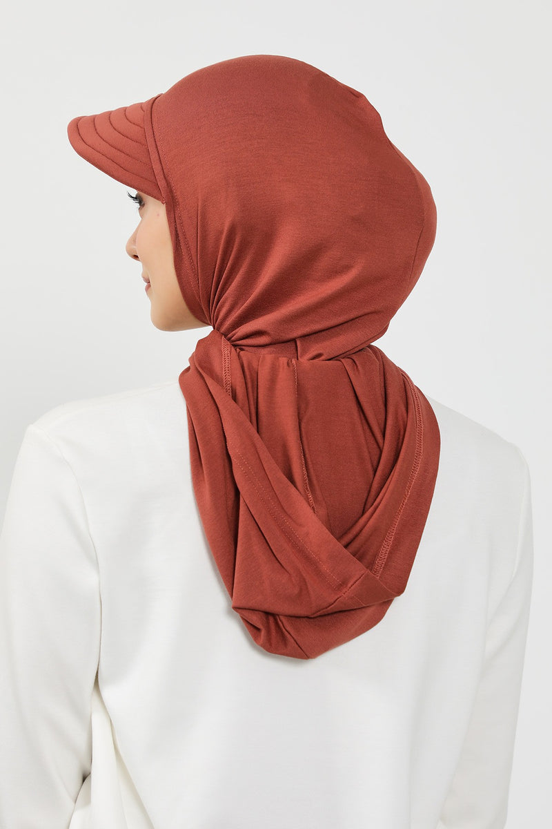 Full Coverage Cotton Bonnet Hijab with Visor, Ready to Wear Modest Visor Underscarf Bonnet with Neck Cover,B-88P