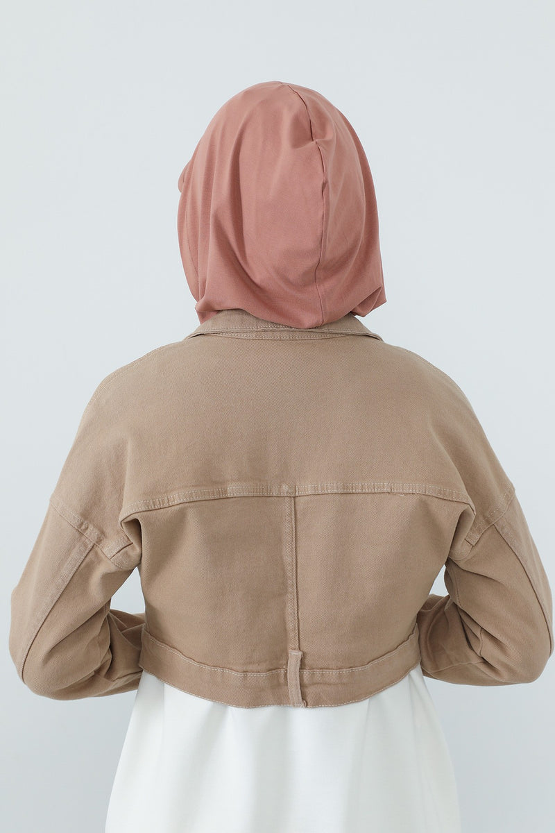 Full Coverage Cotton Bonnet Hijab with Visor, Ready to Wear Modest Visor Underscarf Bonnet with Neck Cover,B-88P