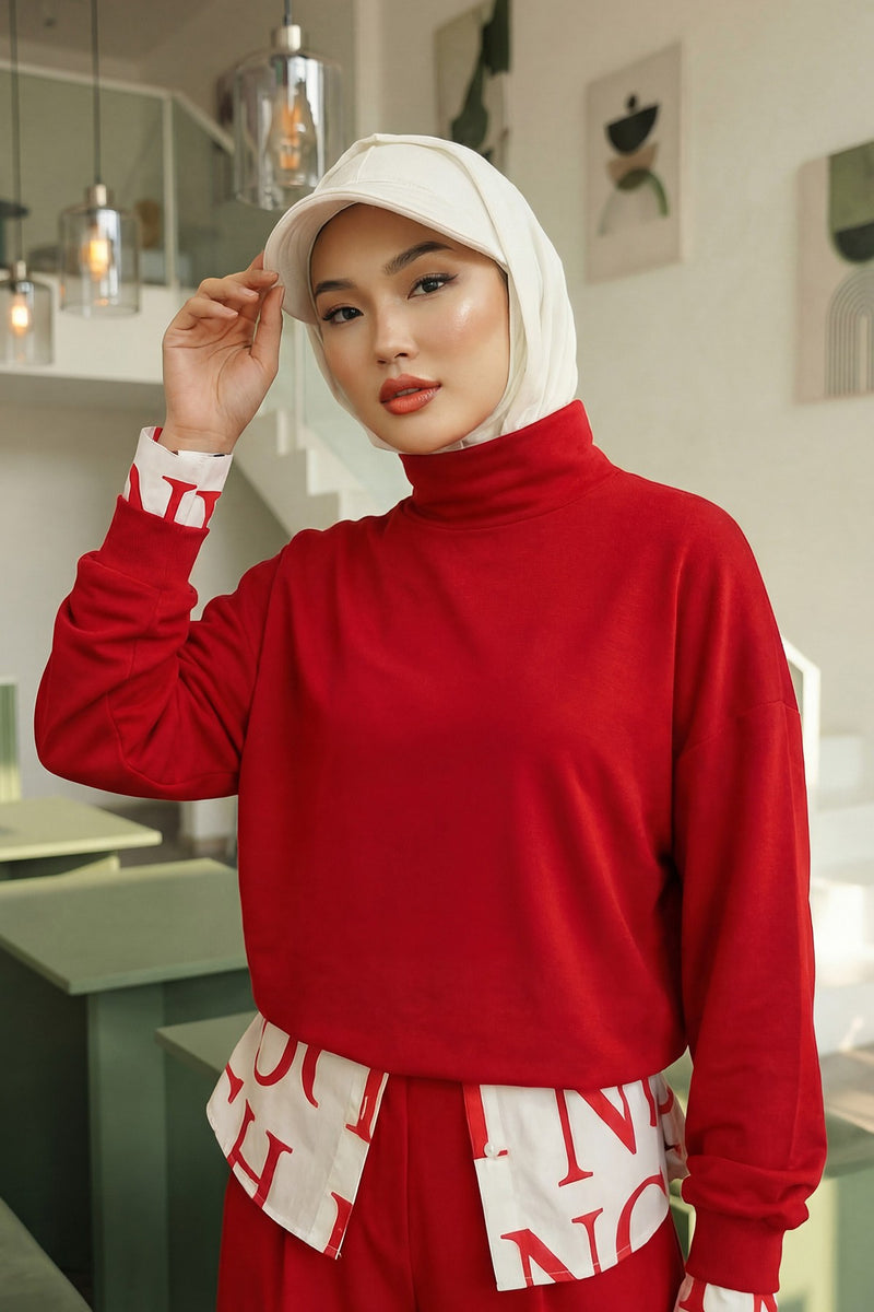 Full Coverage Cotton Bonnet Hijab with Visor, Ready to Wear Modest Visor Underscarf Bonnet with Neck Cover,B-88P