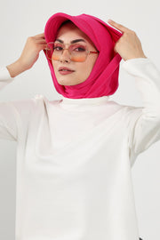 Full Coverage Cotton Bonnet Hijab with Visor, Ready to Wear Modest Visor Underscarf Bonnet with Neck Cover,B-88P Fuchsia