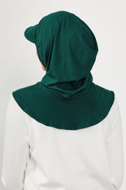 Full Coverage Cotton Bonnet Hijab with Visor, Ready to Wear Modest Visor Underscarf Bonnet with Neck Cover,B-88P Green