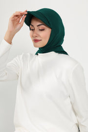 Full Coverage Cotton Bonnet Hijab with Visor, Ready to Wear Modest Visor Underscarf Bonnet with Neck Cover,B-88P Green