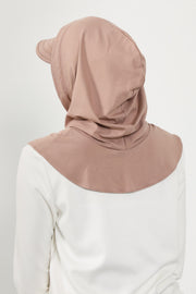 Full Coverage Cotton Bonnet Hijab with Visor, Ready to Wear Modest Visor Underscarf Bonnet with Neck Cover,B-88P Mink