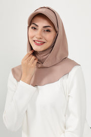 Full Coverage Cotton Bonnet Hijab with Visor, Ready to Wear Modest Visor Underscarf Bonnet with Neck Cover,B-88P Mink