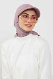 Full Coverage Cotton Bonnet Hijab with Visor, Ready to Wear Modest Visor Underscarf Bonnet with Neck Cover,B-88P Lilac