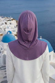 Full Coverage Cotton Bonnet Hijab with Visor, Ready to Wear Modest Visor Underscarf Bonnet with Neck Cover,B-88P Purple 2