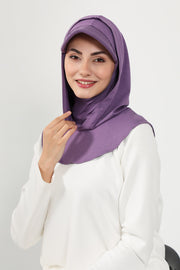 Full Coverage Cotton Bonnet Hijab with Visor, Ready to Wear Modest Visor Underscarf Bonnet with Neck Cover,B-88P Purple 2