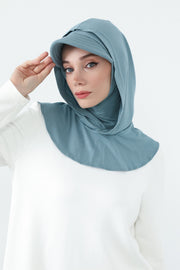 Full Coverage Cotton Bonnet Hijab with Visor, Ready to Wear Modest Visor Underscarf Bonnet with Neck Cover,B-88P Dark Mint